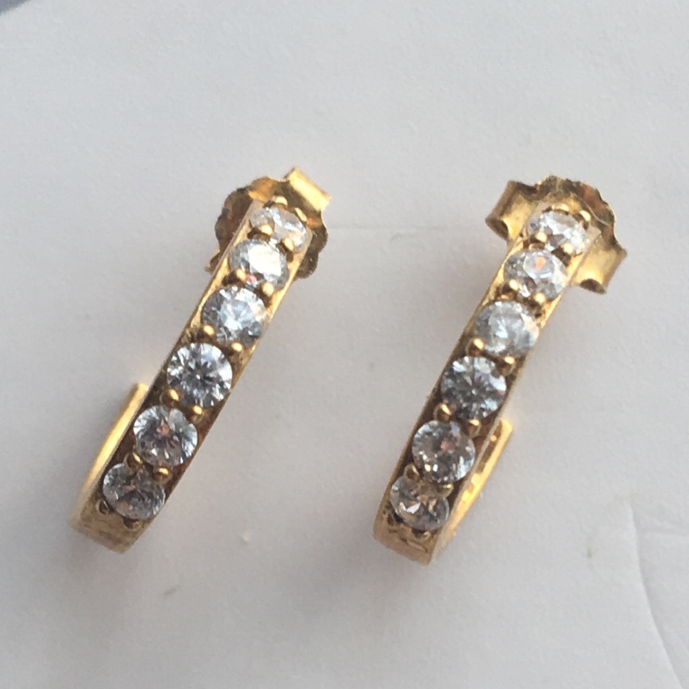 Baublebar Crystal CZ Mini C Open Hoop Earrings Gold 925 Sterling Silver